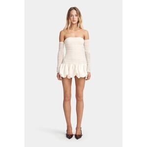 Hansen & Gretel NWT Taglioni Bubble Hem Ruched Mini Dress Pearl Free People